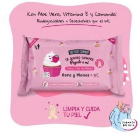 Toallitas húmedas cara y manos fresa nata the fruit company