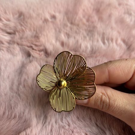 Anillo Acero Flor Calada Grande