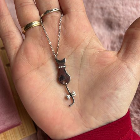 Collar Acero Gatito Plateado