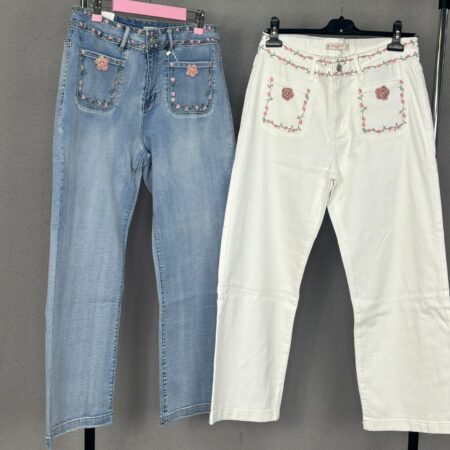 Pantalón Vaquero Flora Blanco